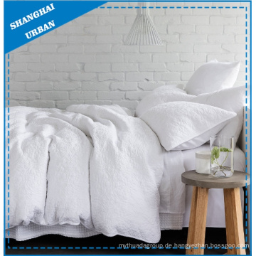 Weiß gesteppt Design Polyester Bettbezug Set